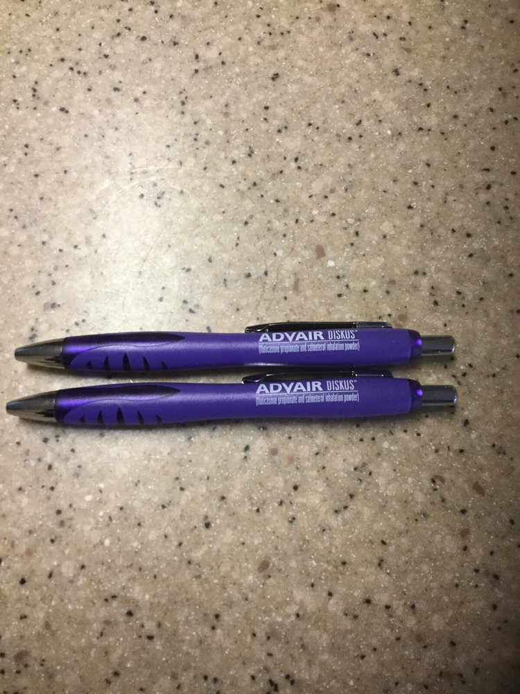 2 X Drug Rep Pharmaceutical Pens Set ADVAIR DISKUS Purple ~ RARE