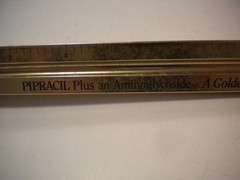 Vintage 1986 Pipracil 12” Metal 3 Sided Ruler Drug Rep. Advertising Medical