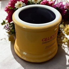 Vtg GLUCOPHAGE XR Pharmaceutical Advertisement Yellow Lidded Urn Apothecary Jar