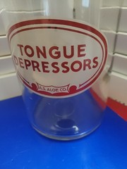 VTG AS Aloe Glass Tongue Depressor Apothecary Jar Profex Lid Medical USA 1950s