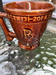 Schering Rx Galen 131-201 AD Coffee Tea Mug Cup Brown Mortar Pestle Ceramic