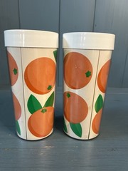 Vintage 1970’s Pharmaceutical Plastic Tumblers w/K-LOR RX Logo | Oranges