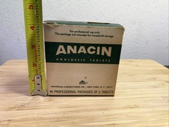 RARE Vtg 1960s ANACIN BOX pharmaceutical physician sample doctor MEDS pills