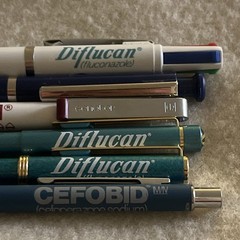 Lot 6 Different Pharmaceutical Drug Rep Pens Difulcan Cefobid Cardura Pfizer Etc