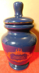 C/J~Apothecary Jar Eli Lilly „Paeonia Albiflora“ Pharmaceutical 4-58 Blue Empty