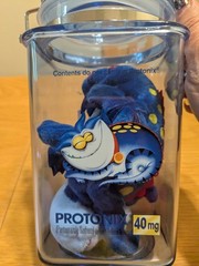 PROTONIX IV Pharmaceutical DRUG REP Clear Blue Plastic Canister With Rare Plush