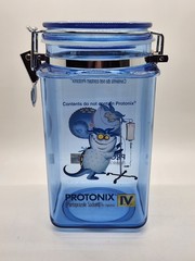 Vintage Pharmaceutical Drug Rep Protonix IV Clear Blue Plastic Canister Jar