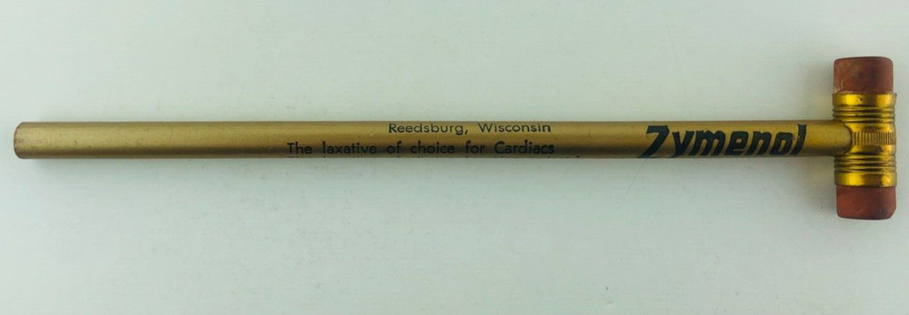 Vintage Zymenol Laxative Medication Pharmaceuticals Drug Advertising Pencil