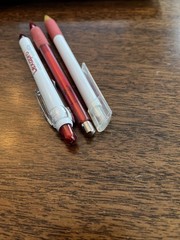 Lot of 3 Lexapro Medical Drug Rep Pharmaceutical Pens Red Grip White Gold Forest