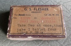 Vintage Cardboard Prescription Pill Box G. S. FLESHER CAIRO, W. VA.