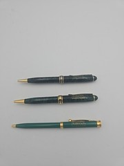 Pharmaceutical Drug Rep Pen Norvasc Gold Green Black Metal Lot 3