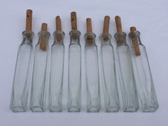 2 X Old Small Medicine Glass Pharmacy Bottle Green Long Approx. 9.5 Cm