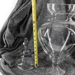 HUGE Vintage Ribbed & Footed Glass Chemist Carboy / Apothecary Display Jar