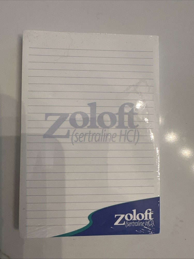 New Vtg 1999 Zoloft 4×6″ Pad Paper Notes Drug Rep Pharmaceutical Promo