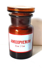 AMIDOPHENUM, Vintage Glass Apothecary Pharmacy Brown Jar, 100 ml, Cap