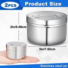 2 Pcs Stainless Steel Ointment Jars with Strap Handle Cover 7.5 oz Capacity G…