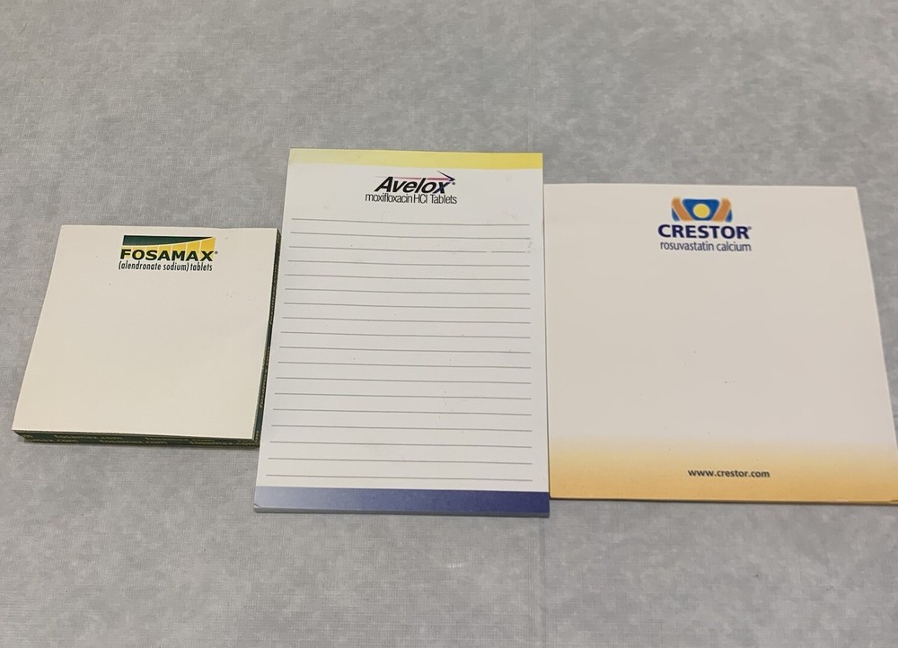 Fosamax Avelox Crestor Partial Paper Pads Lot Promo Drug Rep Swag