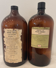 Pair Amber Glass Gallon Medicine Bottle Surgical Doctors Office Cough Syrup