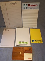 Lot of Pharmaceutical Drug Rep Pads of Paper and Wooden Pen Holder