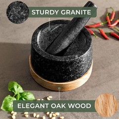 WALDWERK Mortar and Pestle – Mortar and Pestle Set with Anti-Scratch Oak Wood…