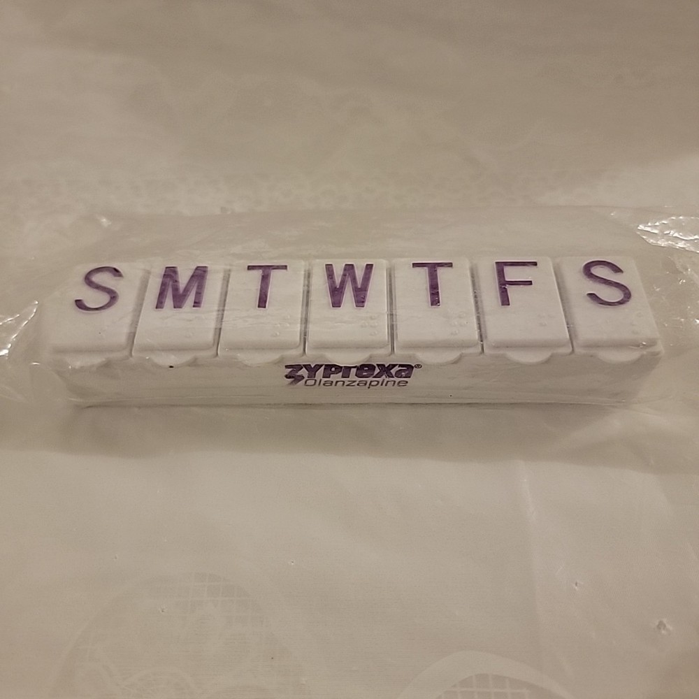 Zyprexa Olanzapine Weekly Pill Organizer Medical Pharmaceutical Drug Rep