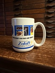 Zoloft First-Line Therapy Coffee Mug Pharmaceutical Promo Rep Advertising Pfizer