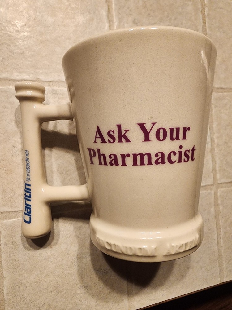 Vtg Claritin Ceramic Mug-Pharmacy America’s Most Trusted Profession, Ceramic Mug