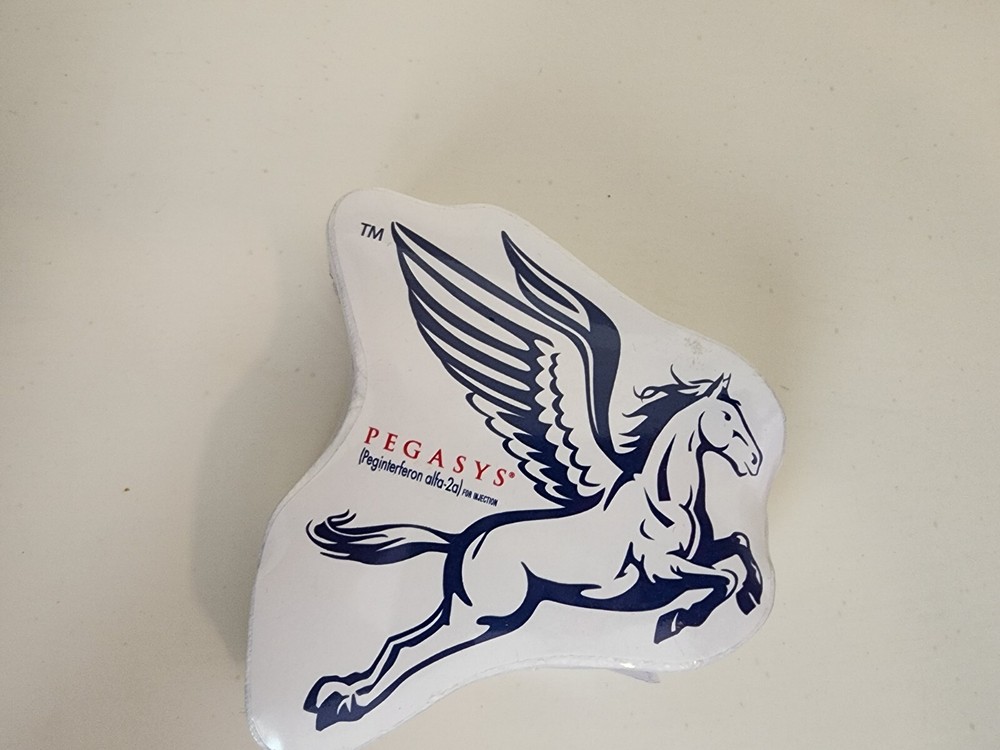 pharmaceutical drug rep collectibles Pegasys towel in plastic. Roche