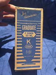Vintage Exax Kimble Pharmaceutical 2 Ounce Graduate Cone Shape W/ Box