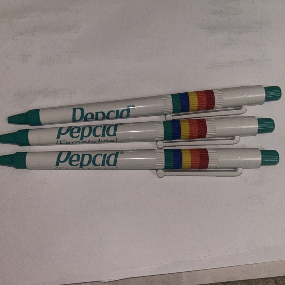 Lot Of 3 Merck Pepcid Rainbow Plastic PENS, DRUG REP. Pharmaceutical. LGBTQ