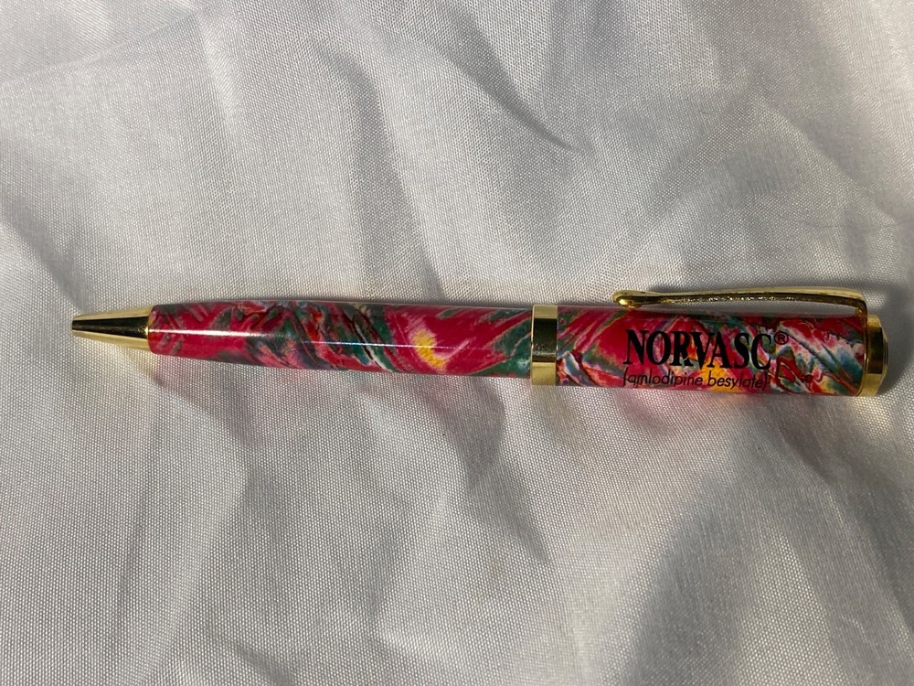 Colorful Swirl Norvasc Metal Pen Drug Rep Pharmaceutical Promo Advertising