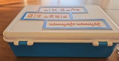 Vintage 1960s Johnson & Johnson First Aid Auto Kit Case w/ Supplies Plastic