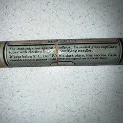 Small Pox Vaccine Wooden Viral Tube By Eli Lilly April 13 1939