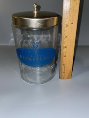 Profex Depressors Vintage Apothecary Glass Jar 1950s 1960s MCM Stainless Lid