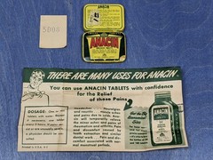 Vintage Metal Tin – Anacin Analgesic Tablets w/ Leaflet Whitehall Pharmacal NY