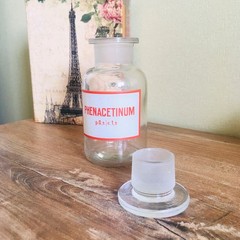 Vintage Apothecary Glass Jar Bottle with lid, Pharmacy Medical Decor, Medicine