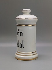 Antique Ceramic Apothecary Chemist Storage Jar Carbon Vegetal