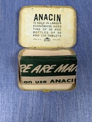 Vintage Metal Tin – Anacin Analgesic Tablets w/ Leaflet Whitehall Pharmacal NY