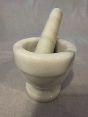 Vintage White Marble Mortar And Pestle Set Solid Heavy Apothecary Kitchenware