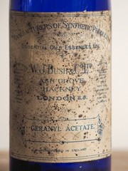 Antique Victorian Blue Bottle with Stopper and Original Label -Sold Individually