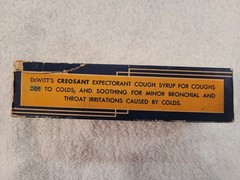 Vintage DeWitt’s Creosant Cough Syrup Bottle w/ Box Insert Paperwork Pharmacy Ad