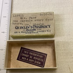 2 VINTAGE 1930’s PRESCRIPTION CARDBOARD PILL BOX PHARMACY Linden NJ