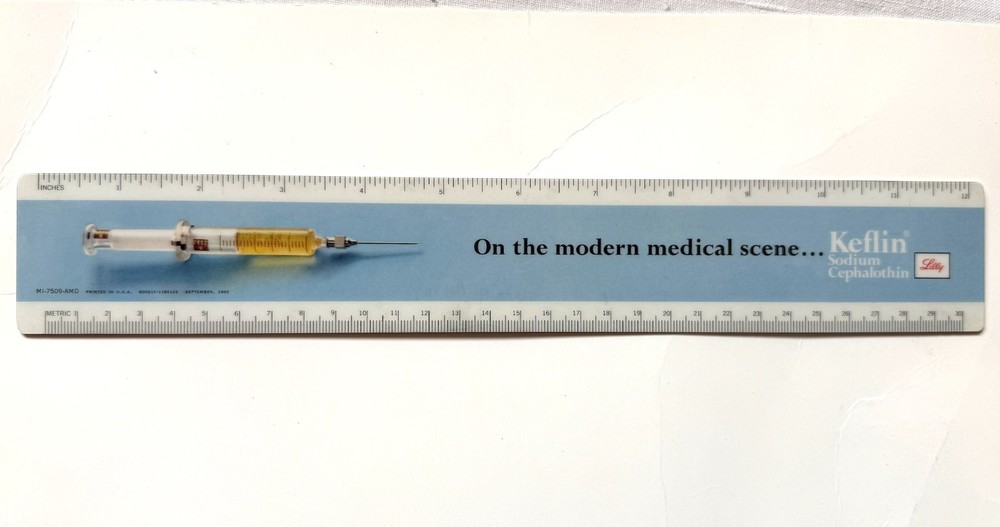 Lilly Keflin Sodium Cephalothin 1965 Vintage Ruler, Eli Lilly & Co.