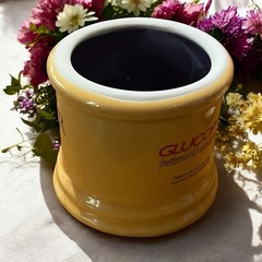 Vtg GLUCOPHAGE XR Pharmaceutical Advertisement Yellow Lidded Urn Apothecary Jar