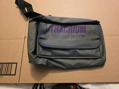 Vntg Tracrium Fanny Pack Drug Rep Promo Bag Waist Festival Pouch, Grey/purple