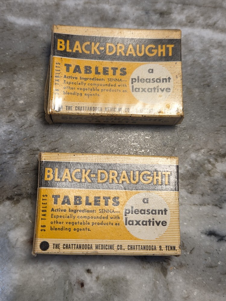 2 Vintage Black-Draught Tablets Pleasant Laxative Box Package Black-Draught