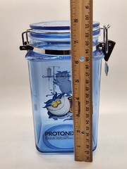 Vintage Pharmaceutical Drug Rep Protonix IV Clear Blue Plastic Canister Jar