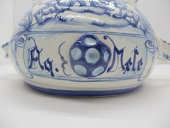 Amazing Pharmacy Apothecary Jar „Aq Mele“ Blue and White Hand Painted Deer