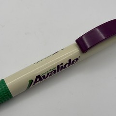 Vtg AVAPRO Pen Plastic Retractable Drug Rep – White Purple Green