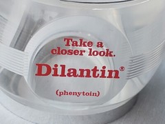 Vtg 1983 Dilantin Phenytoin 3″ Magnifying Glass Drug Store Medicine W. Germany